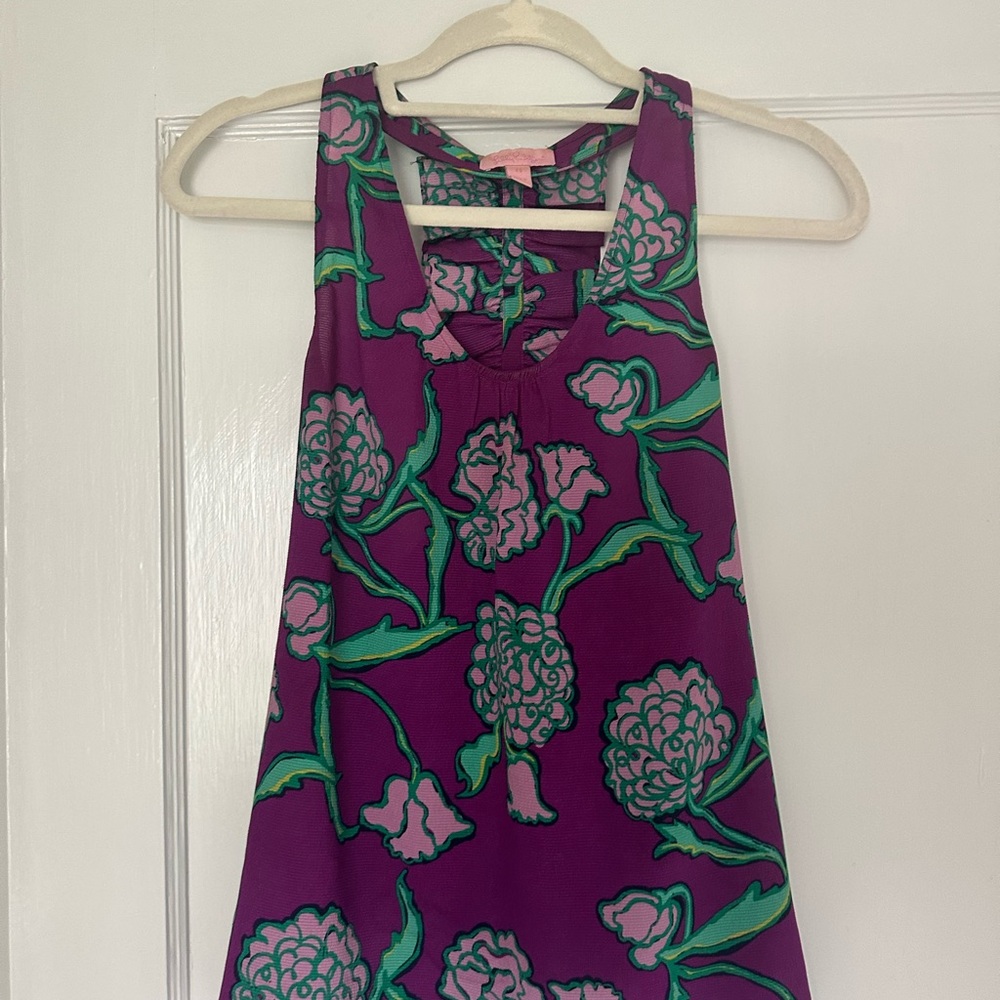 Lily Pulitzer Floral Purple and Green silk tank